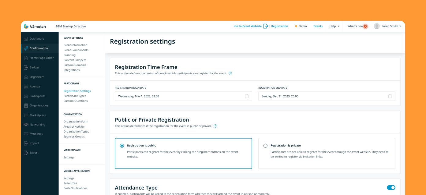 Registration Settings